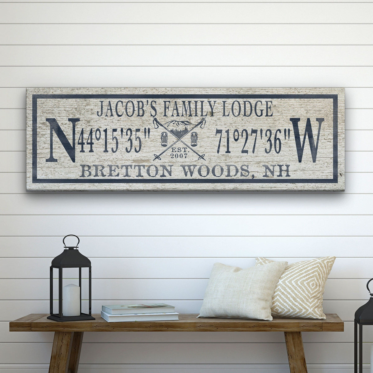 Personalized Canvas Ski Lodge Sign