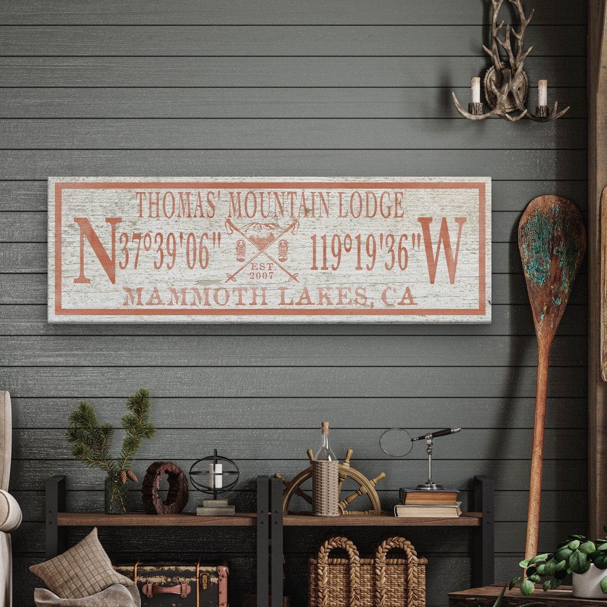 Personalized Canvas Ski Lodge Sign