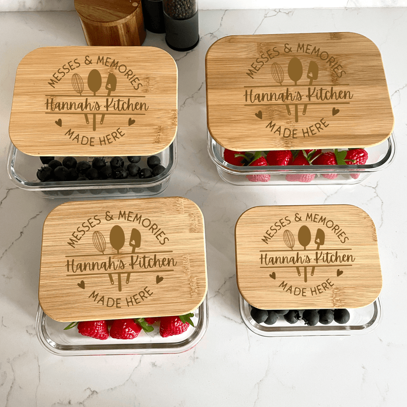 Personalized Savor & Store Personalized Glass Tupperware Set for her, Customized Gifts for Women by Groovy Girl Gifts