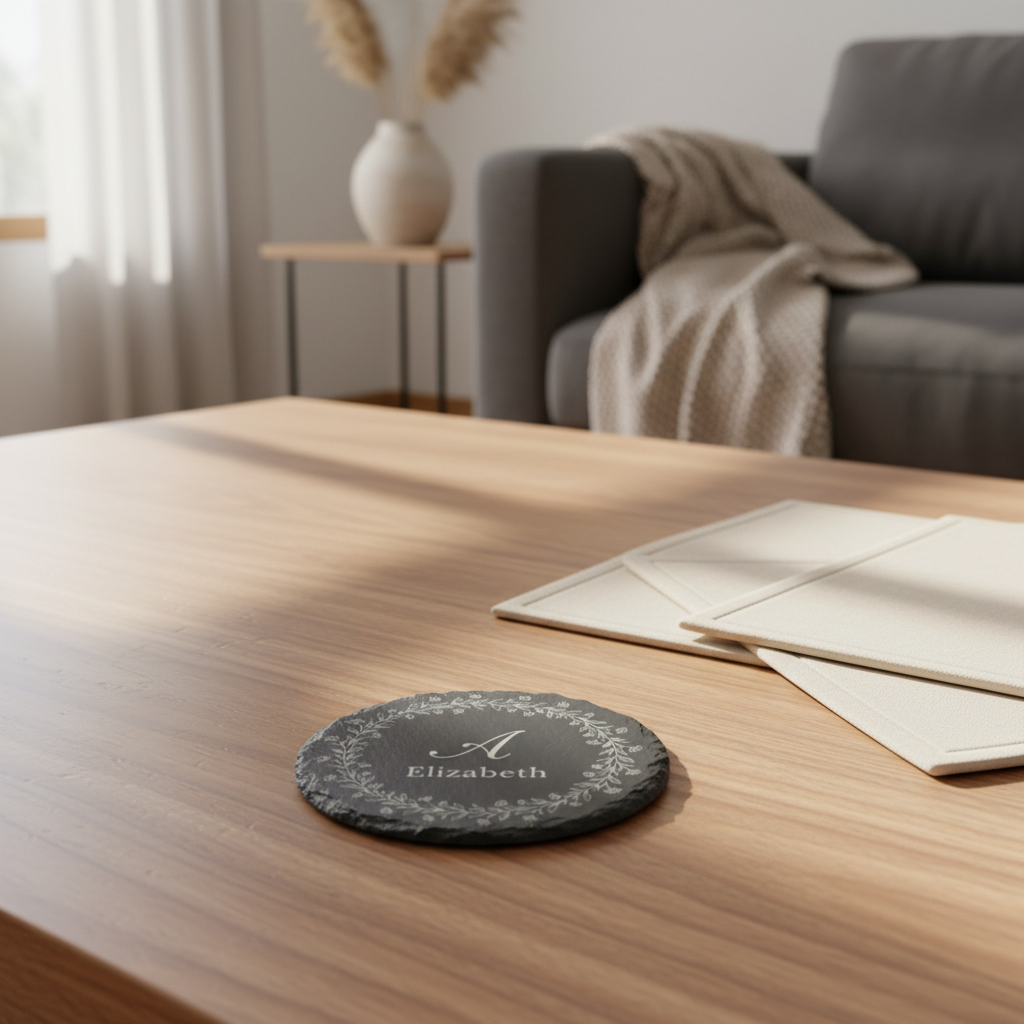 Signature Bloom Slate Coaster Set