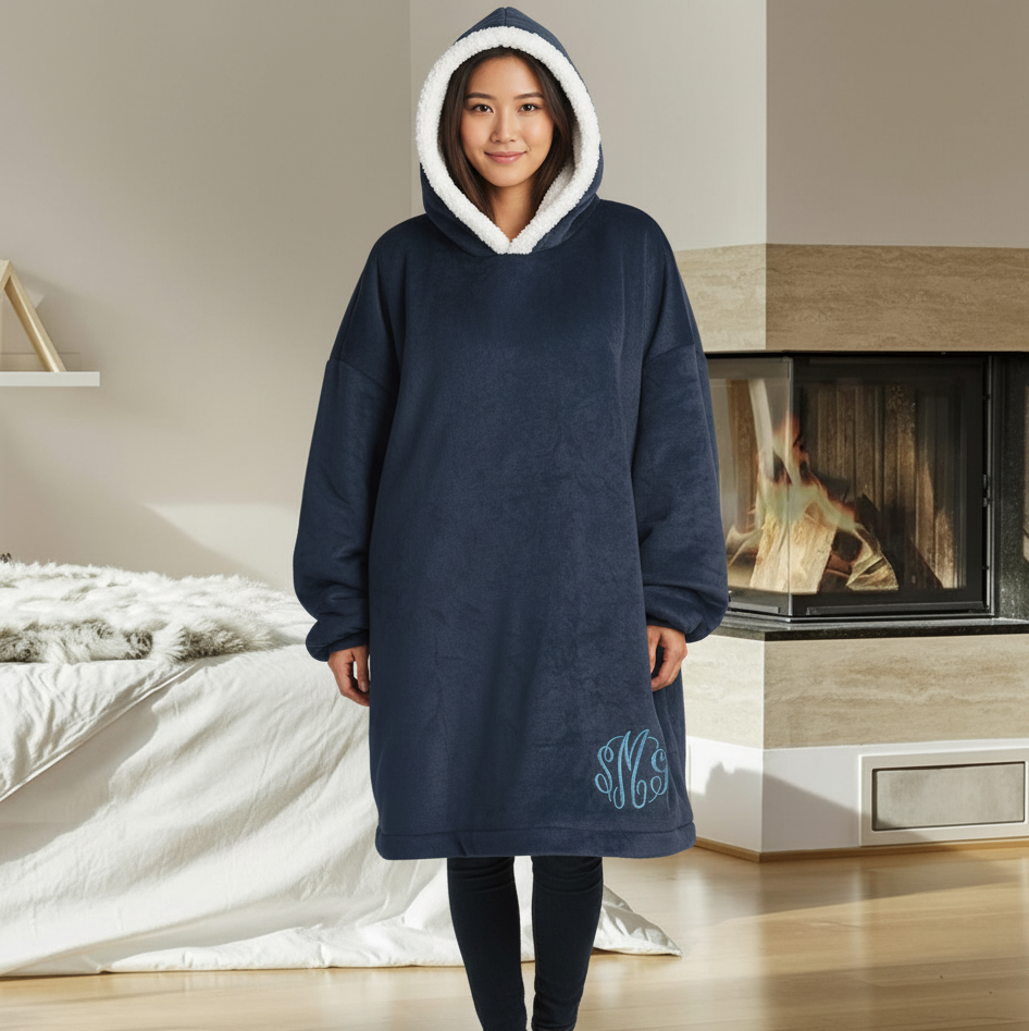 custom monogram hooded blanket from Willow and Hive