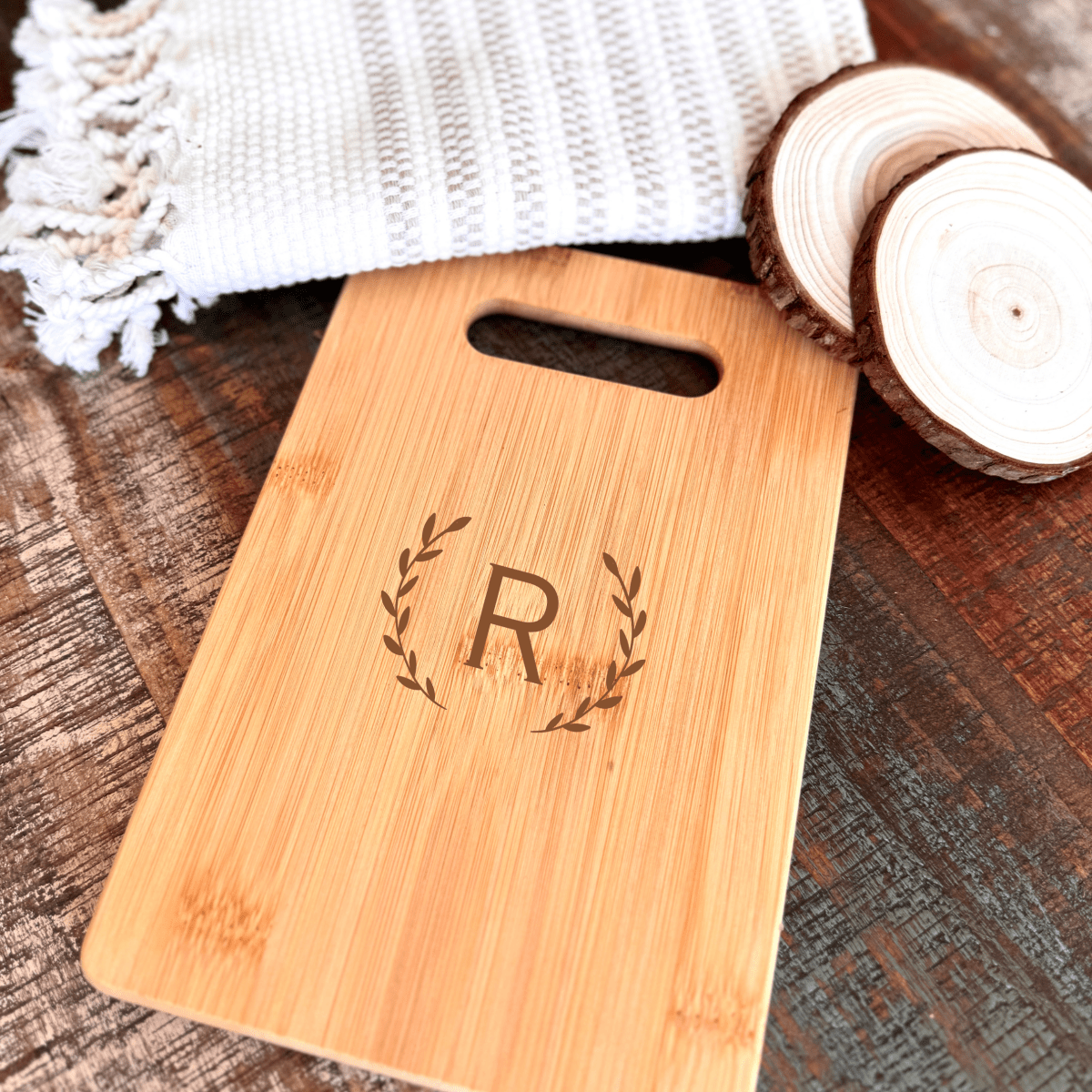 Personalized Cedar Crate Gift Set with copper Moscow mule mugs and engraved cutting board