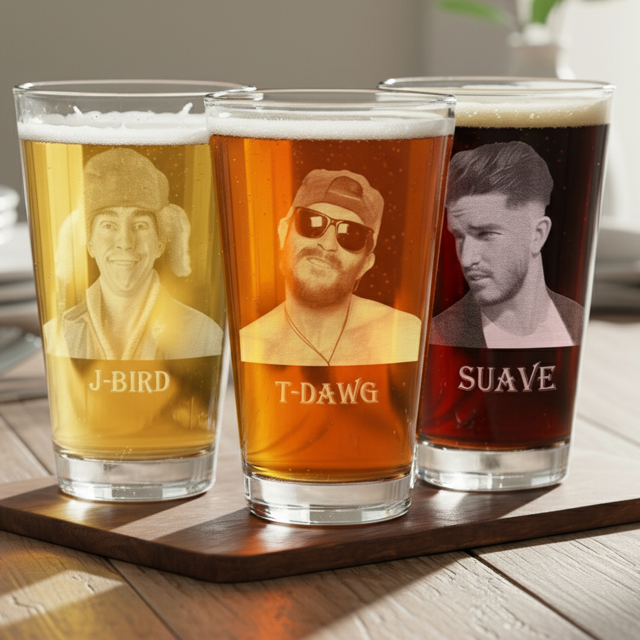 personalized photo on  beer glass willow and hive