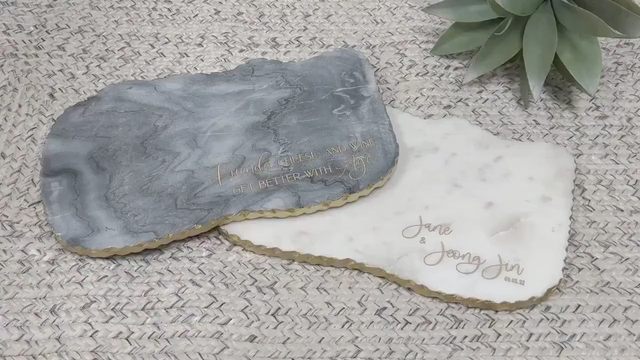Personalized Marble Charcuterie Board with Gold Edge