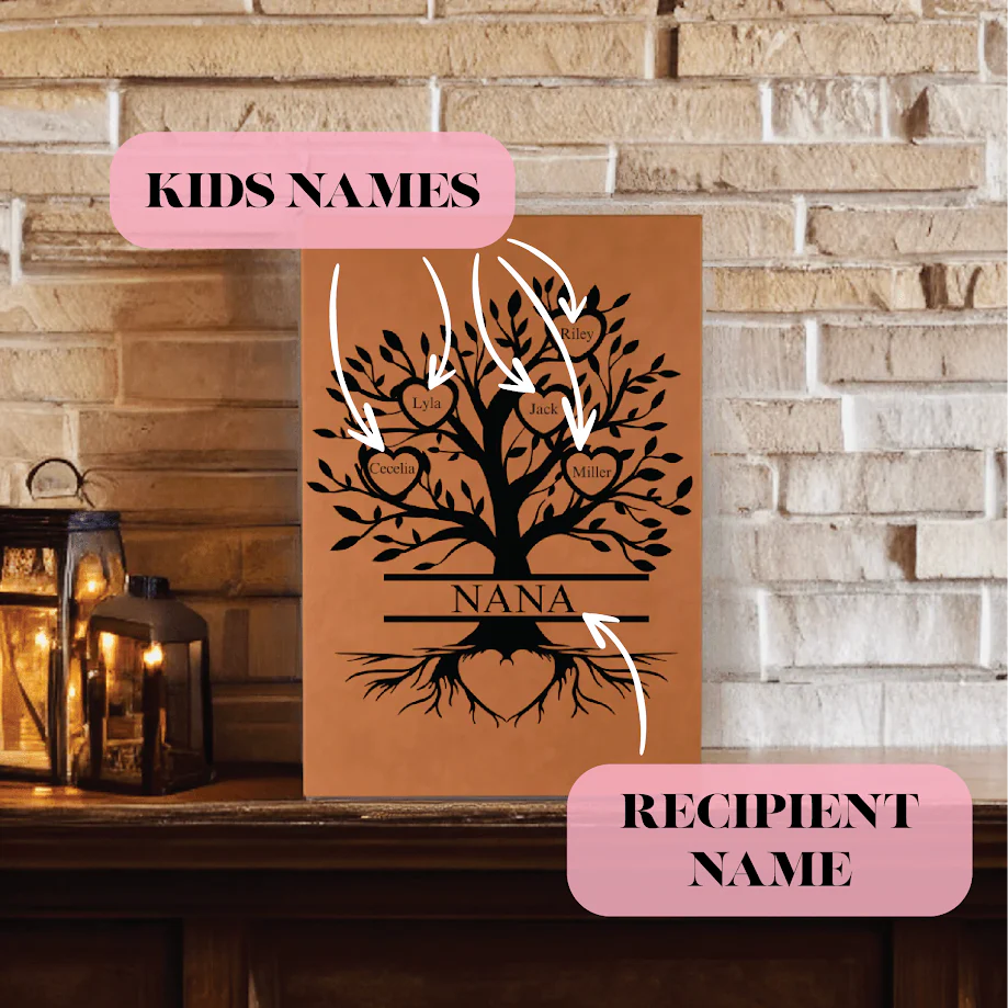 Personalized Custom Family Tree Sign for her, Customized Gifts for Women by Groovy Girl Gifts