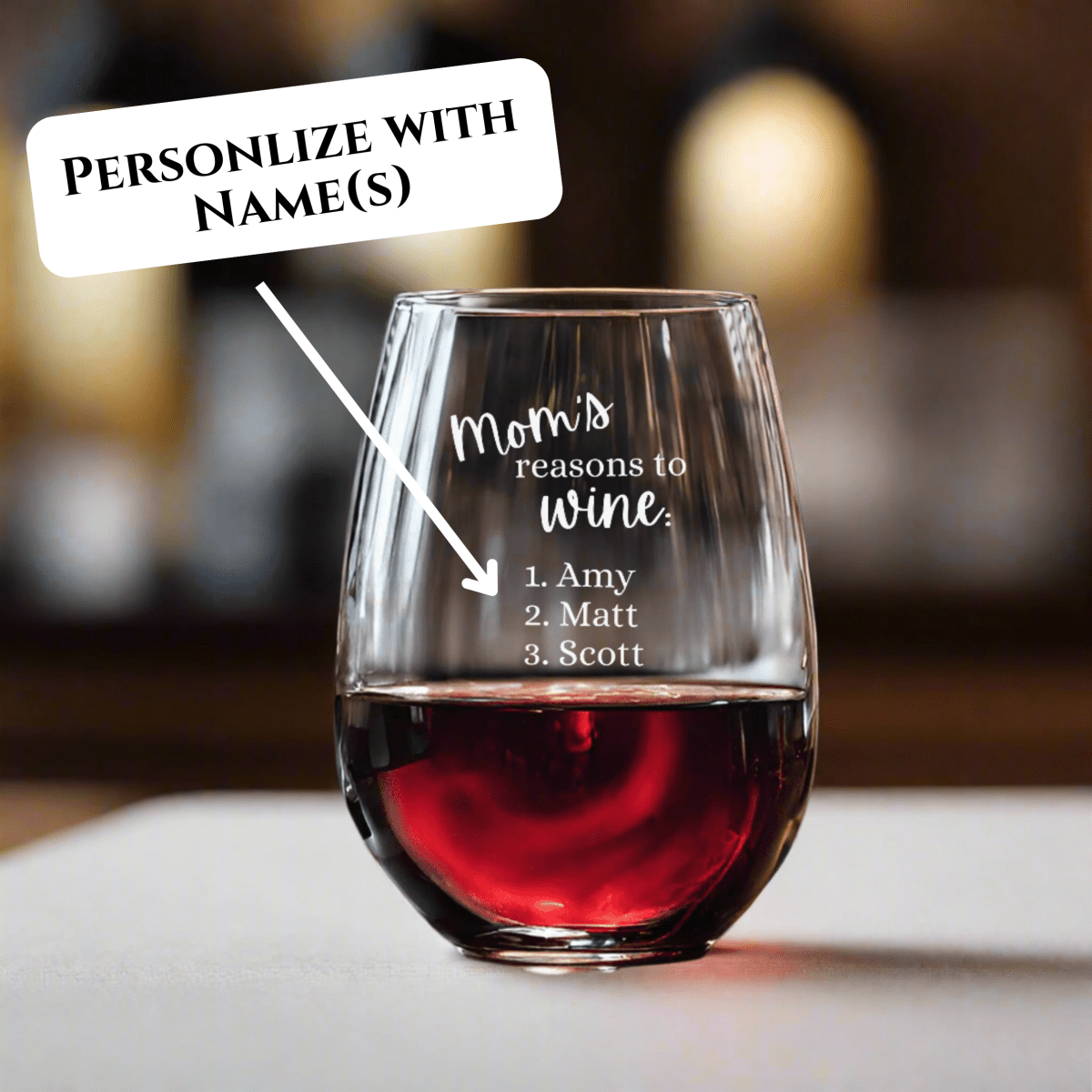 Personalized Mom's Reasons To Wine for her, Customized Gifts for Women by Groovy Girl Gifts