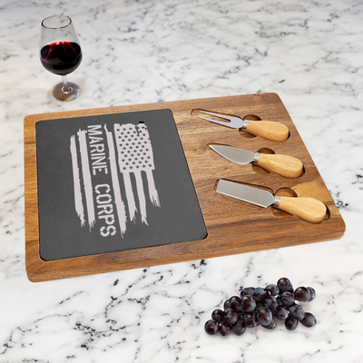 All American Marine Corps Wood Slate Serving Tray