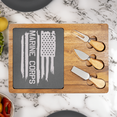All American Marine Corps Wood Slate Serving Tray