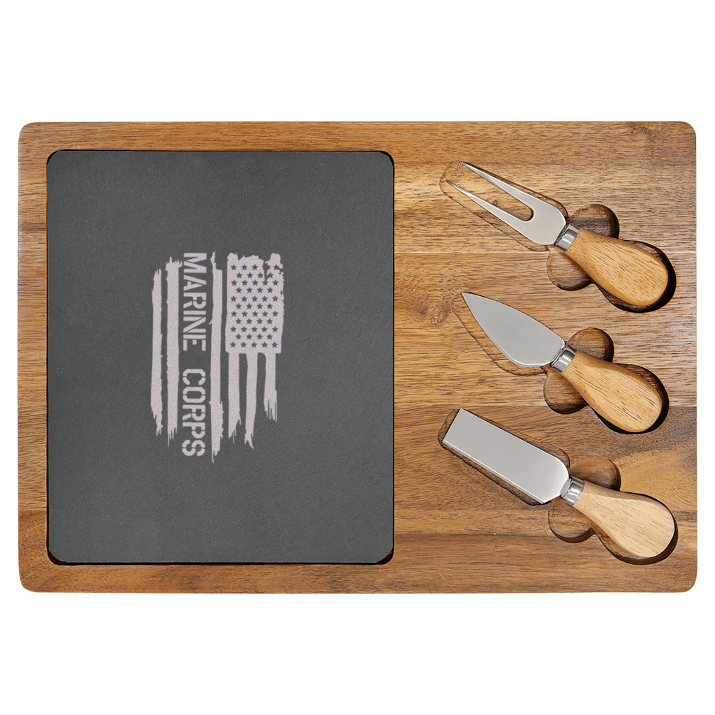 All American Marine Corps Wood Slate Serving Tray
