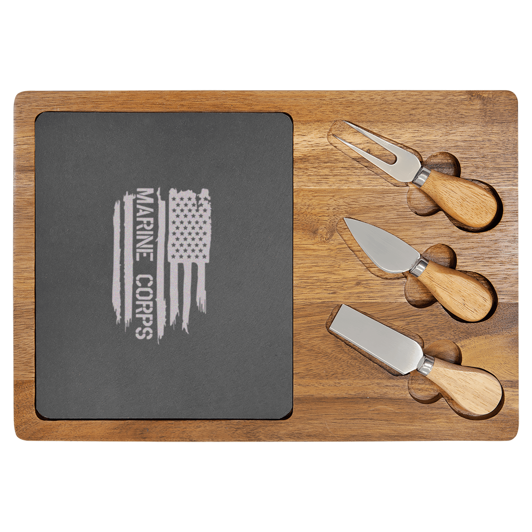All American Marine Corps Wood Slate Serving Tray