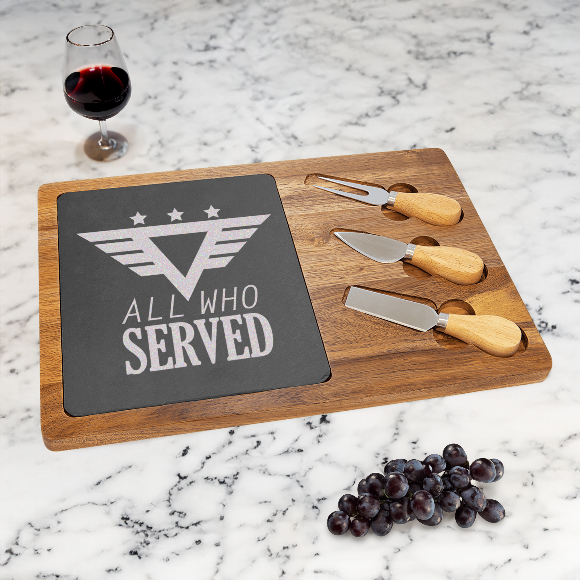All Who served Wood Slate Serving Tray