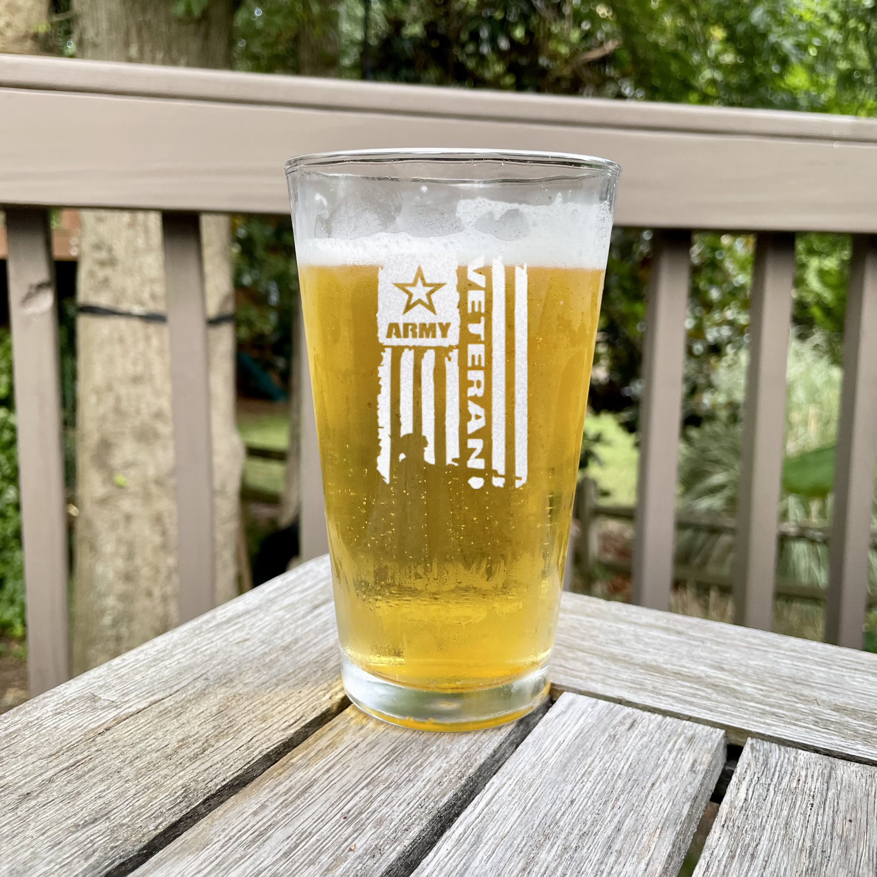 Army Veteran Flag Pint Glass