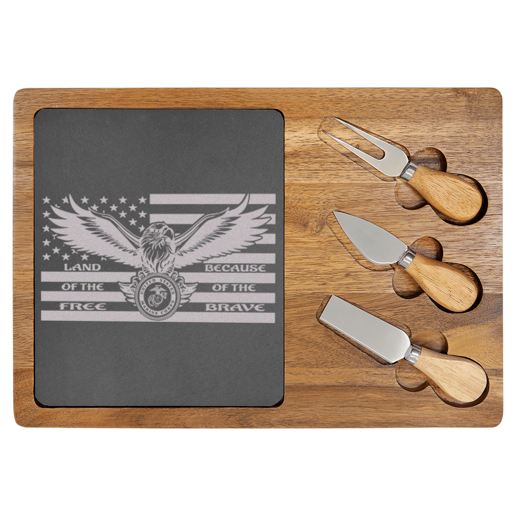 Because Of The Brave Wood Slate Serving Tray