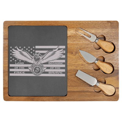 Because Of The Brave Wood Slate Serving Tray