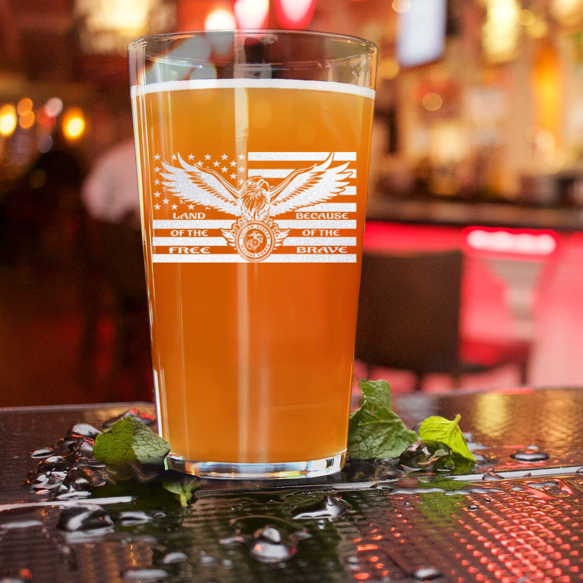 Because Of The Brave Pint Glass