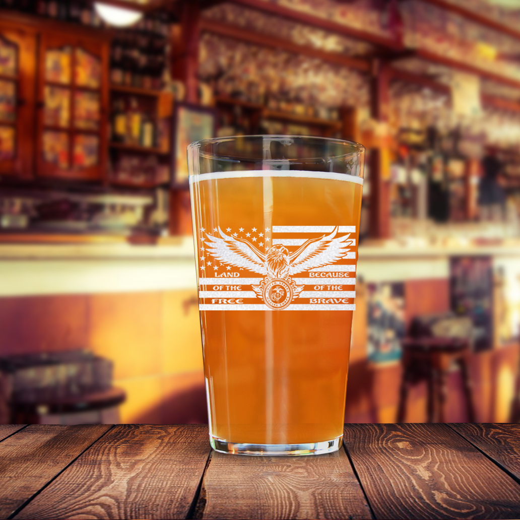 Because Of The Brave Pint Glass