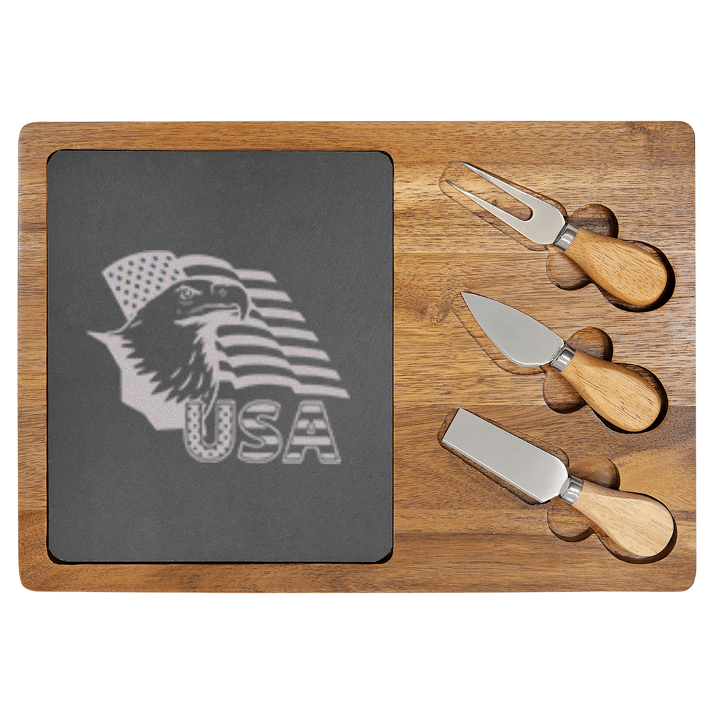 Birds Of Prey Flag Wood Slate Serving Tray