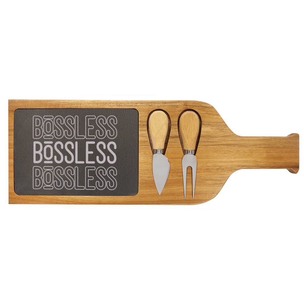Bossless Life Wood Slate Serving Tray With Handle
