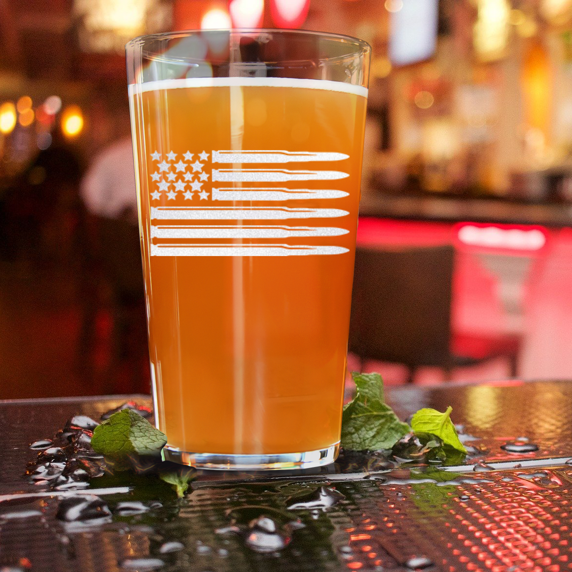 Bullet American Flag Pint Glass