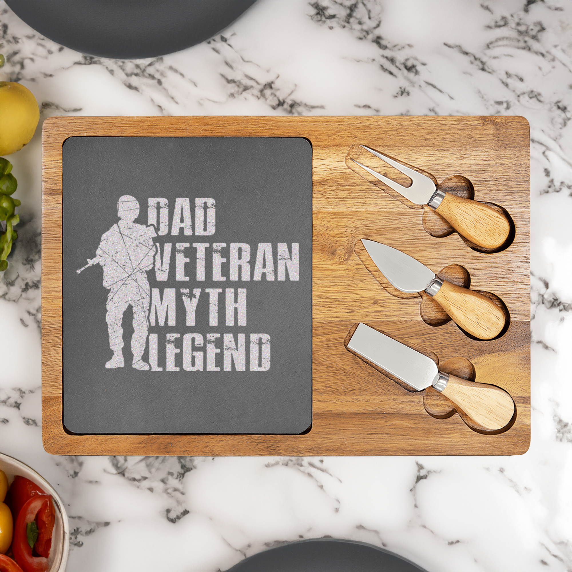 Dads A Legend Wood Slate Serving Tray