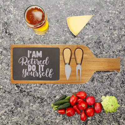 Do It Yourself Im Retired Wood Slate Serving Tray With Handle