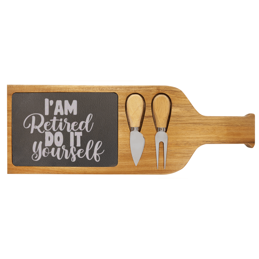 Do It Yourself Im Retired Wood Slate Serving Tray With Handle