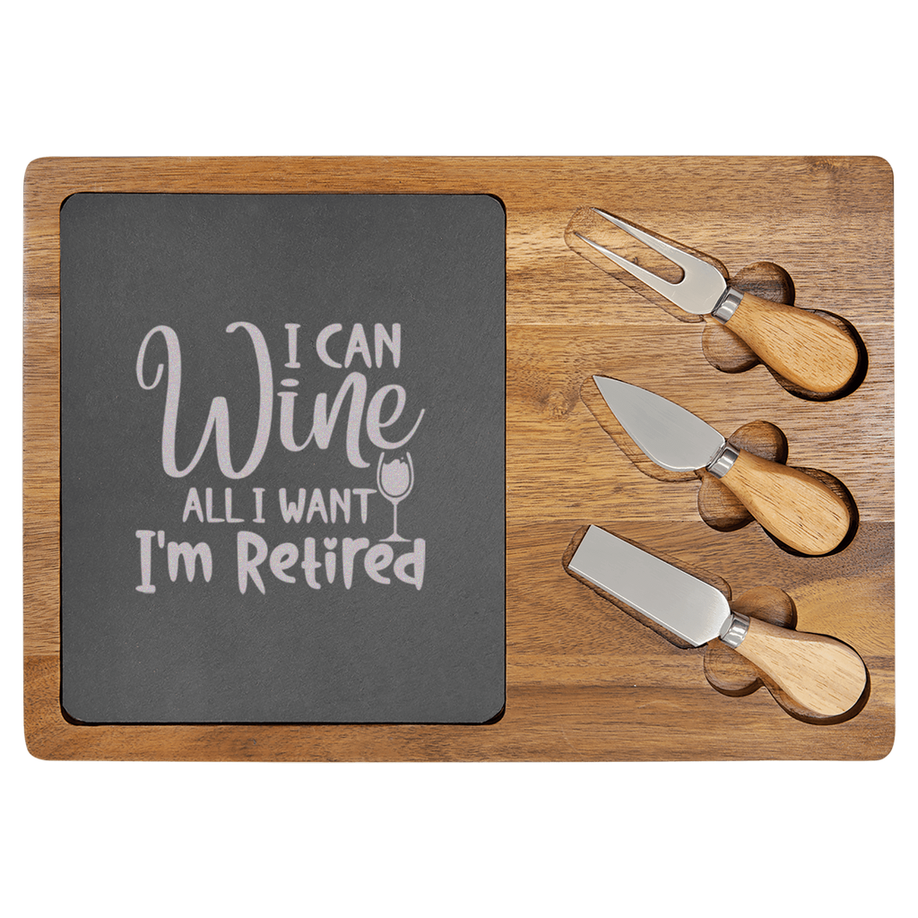 Free To Wine Wood Slate Serving Tray
