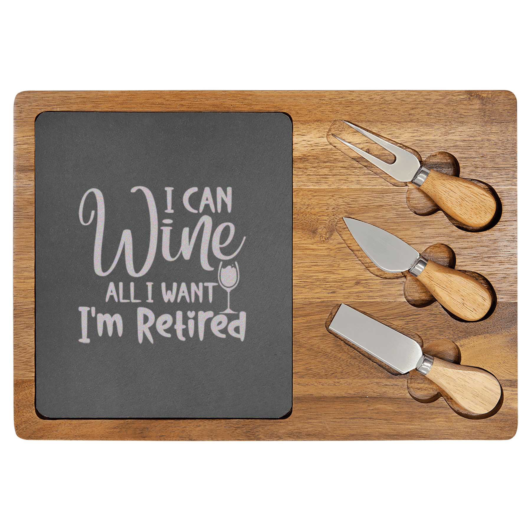 Free To Wine Wood Slate Serving Tray