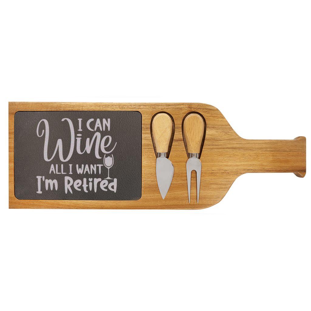 Free To Wine Wood Slate Serving Tray With Handle