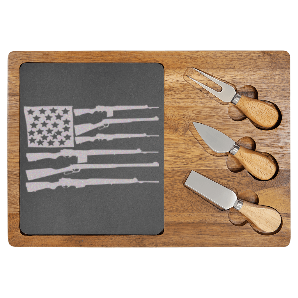 Freedom Flag Wood Slate Serving Tray