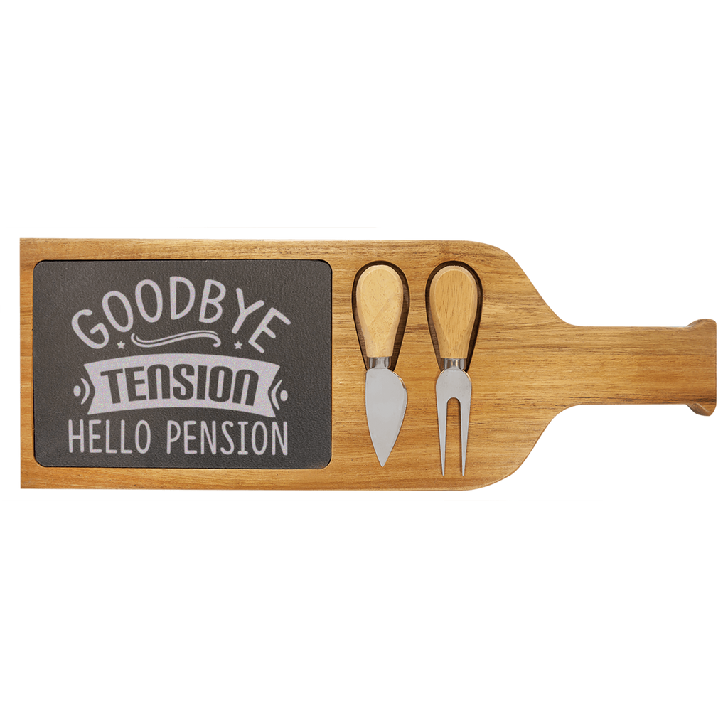 Getting Paid To Relax Wood Slate Serving Tray With Handle