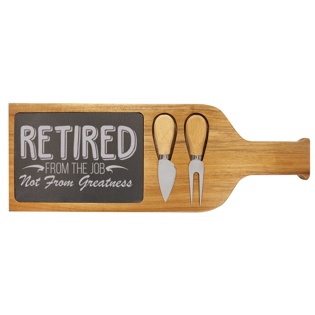 Greatness Never Retires Wood Slate Serving Tray With Handle