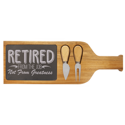 Greatness Never Retires Wood Slate Serving Tray With Handle