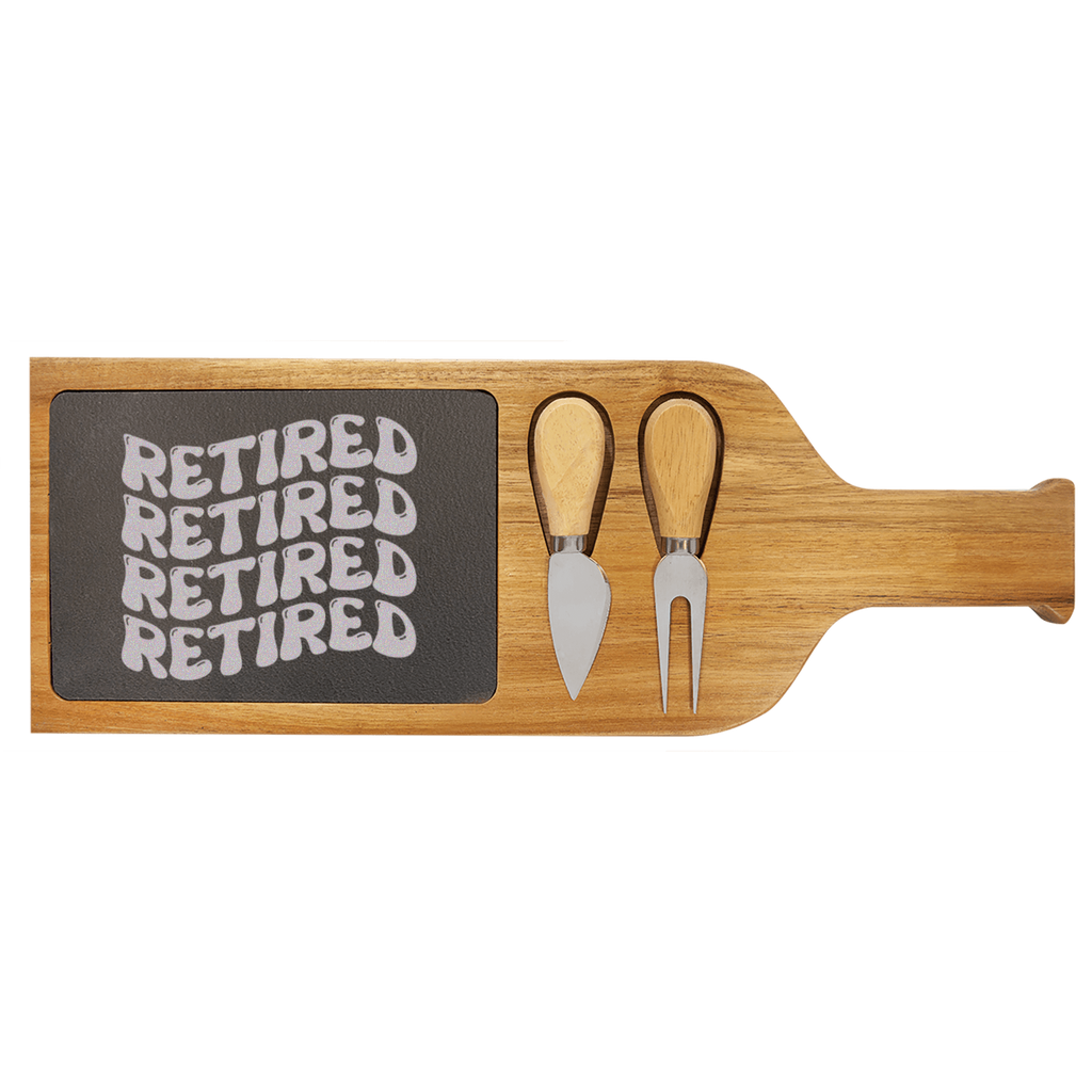 Groovy And Retired Wood Slate Serving Tray With Handle