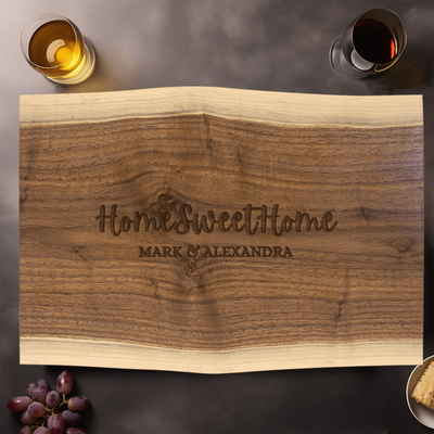 Anniversary Walnut Cutting Board With Home Sweet Home Design