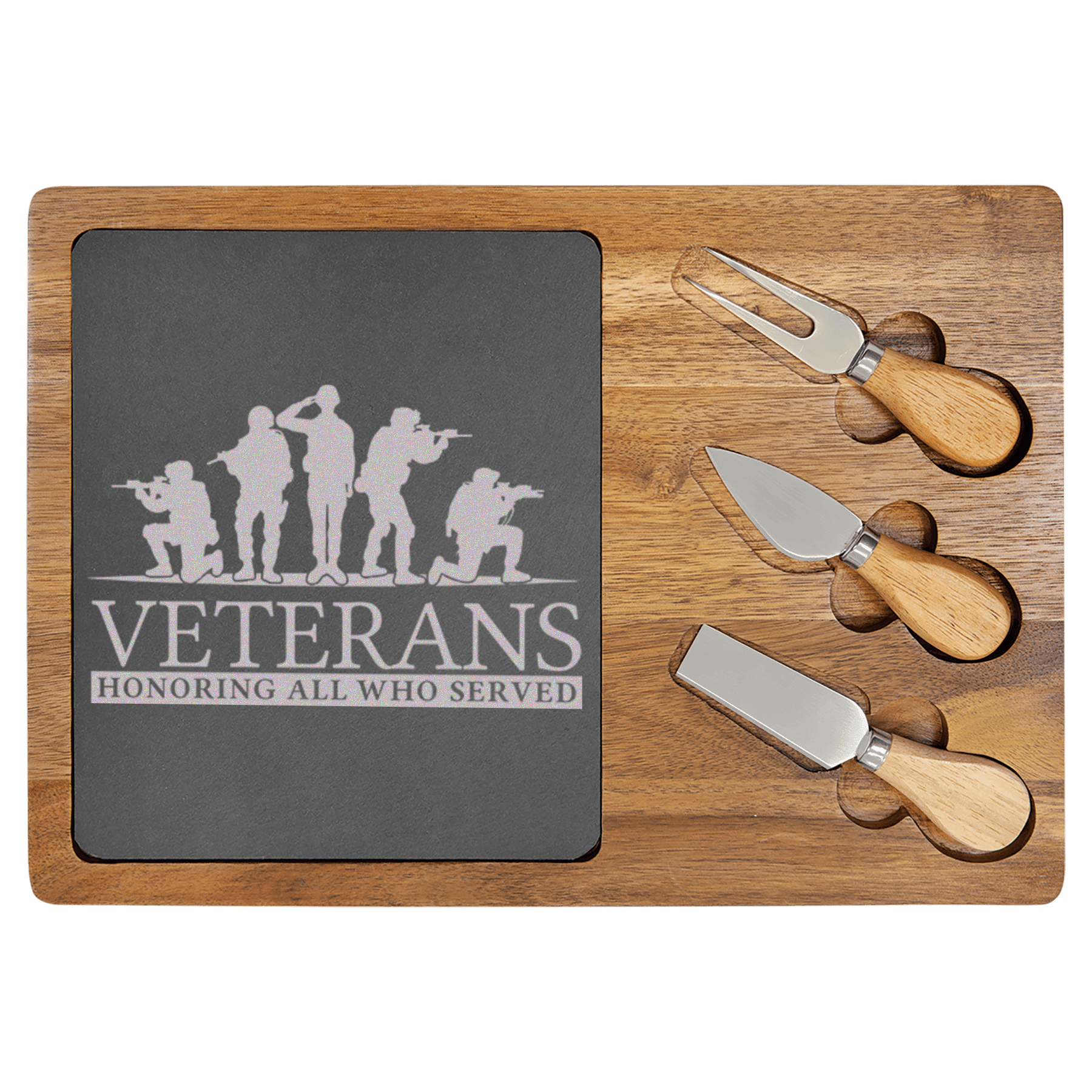 Honoring Who Served Wood Slate Serving Tray