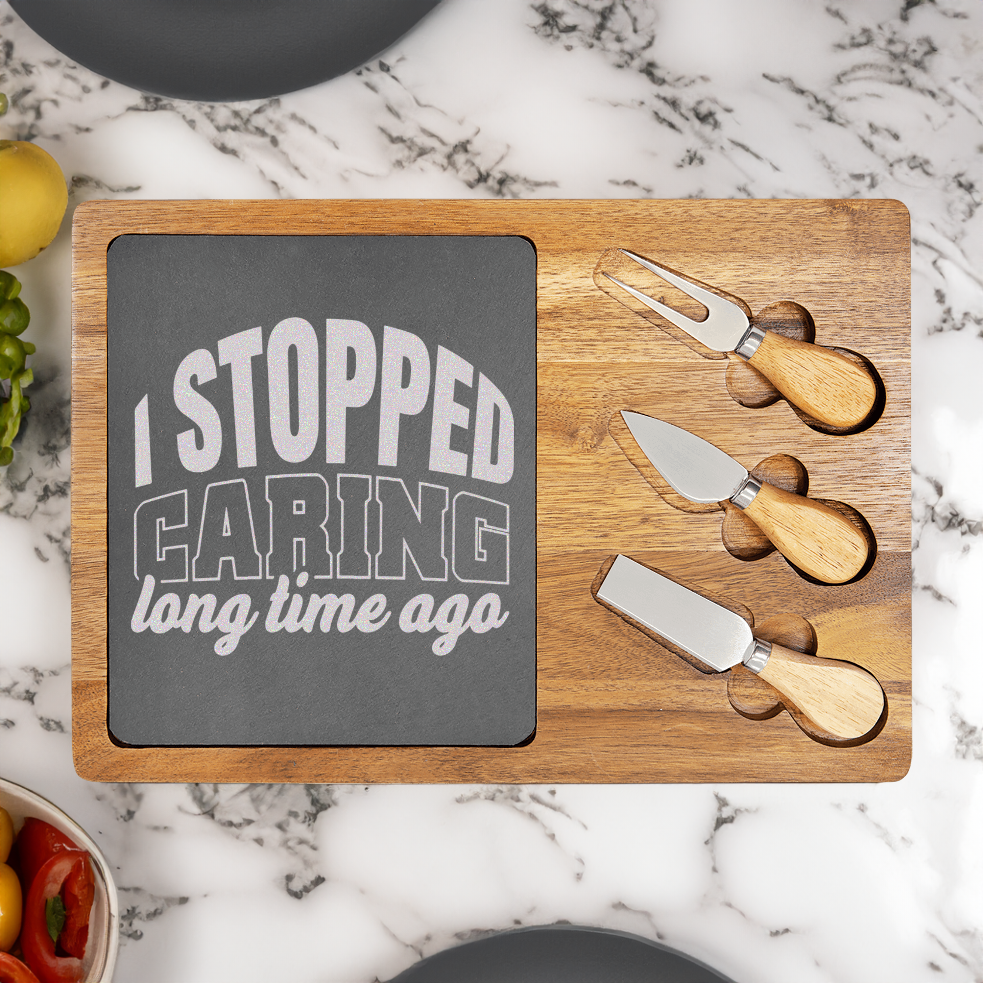 I Just Dont Care Wood Slate Serving Tray