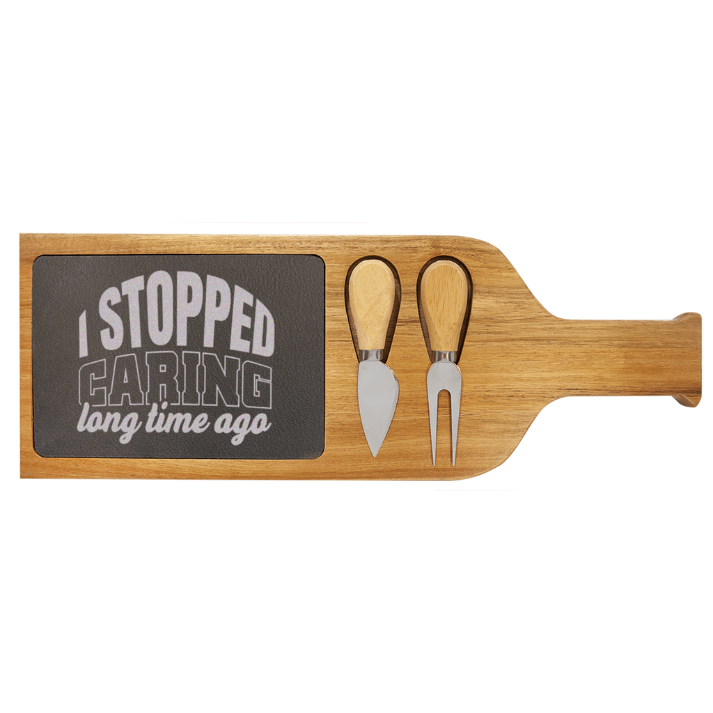 I Just Dont Care Wood Slate Serving Tray With Handle