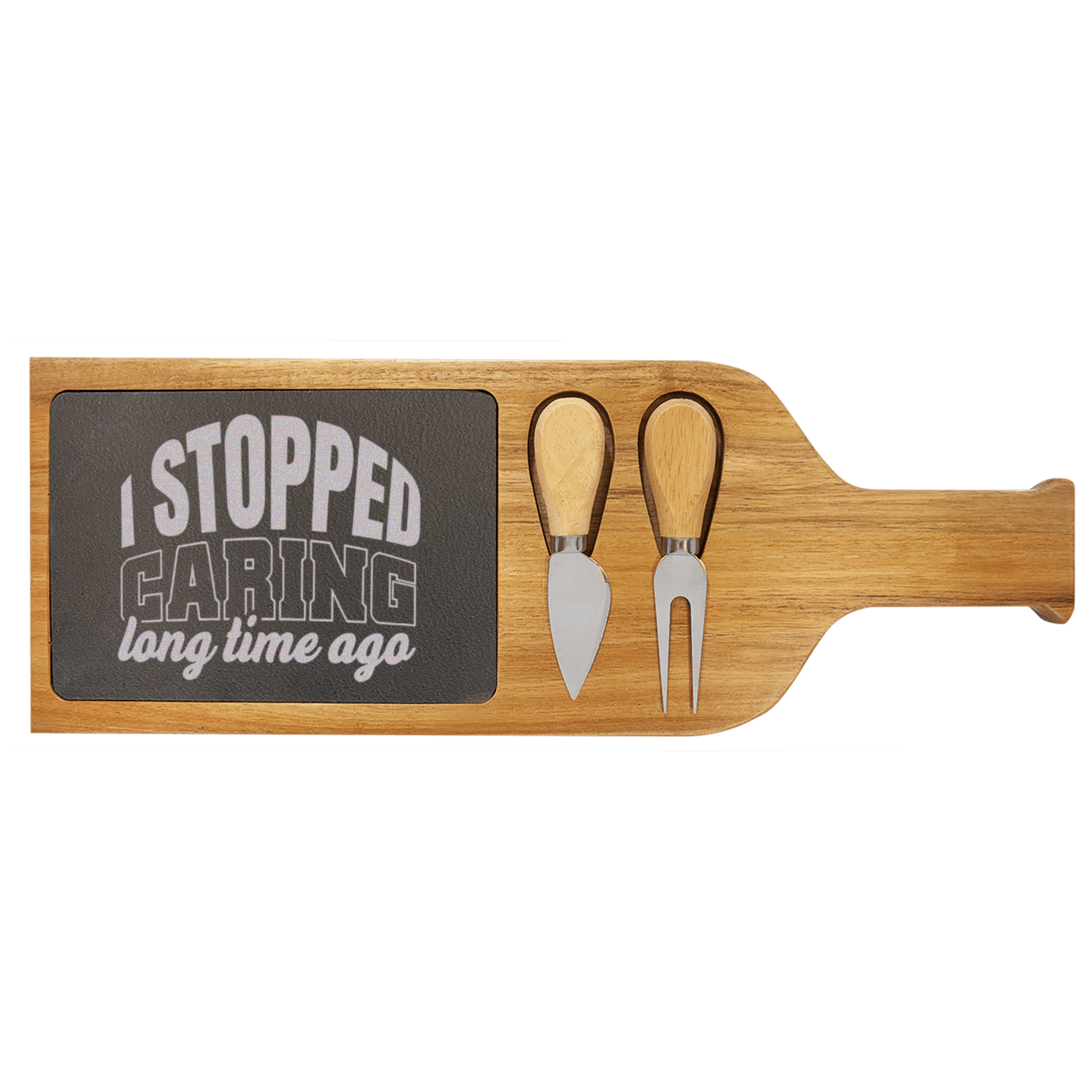 I Just Dont Care Wood Slate Serving Tray With Handle