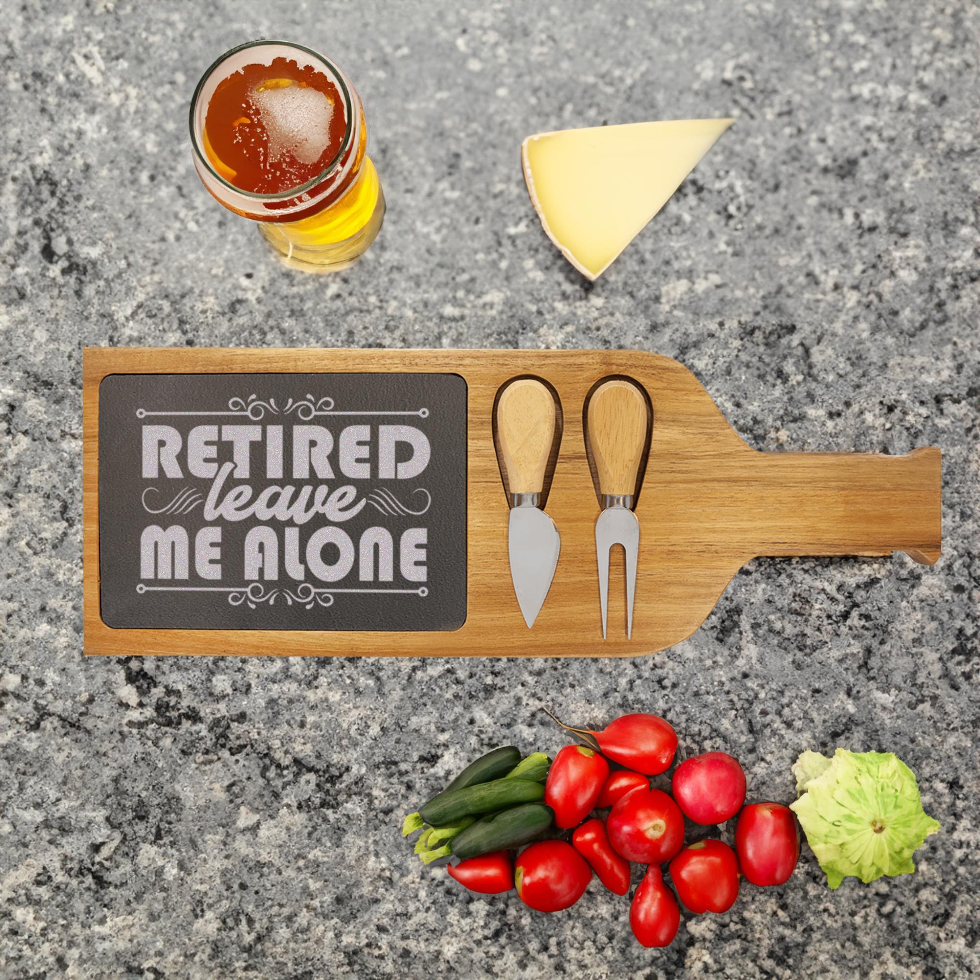 Im Retired Leave Me Alone Wood Slate Serving Tray With Handle