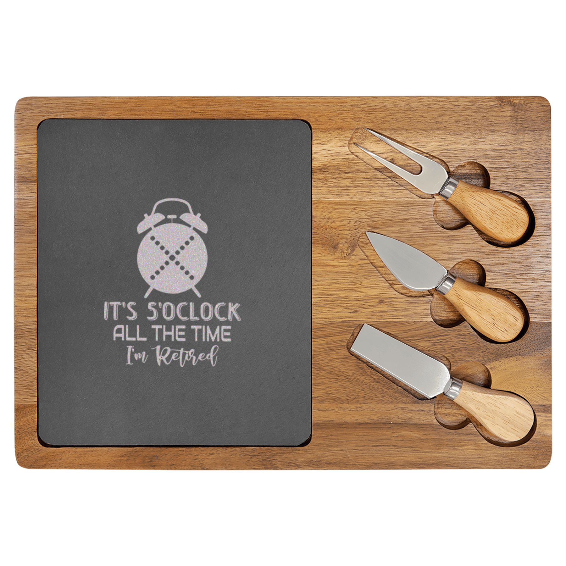Its Always Five O Clock Wood Slate Serving Tray