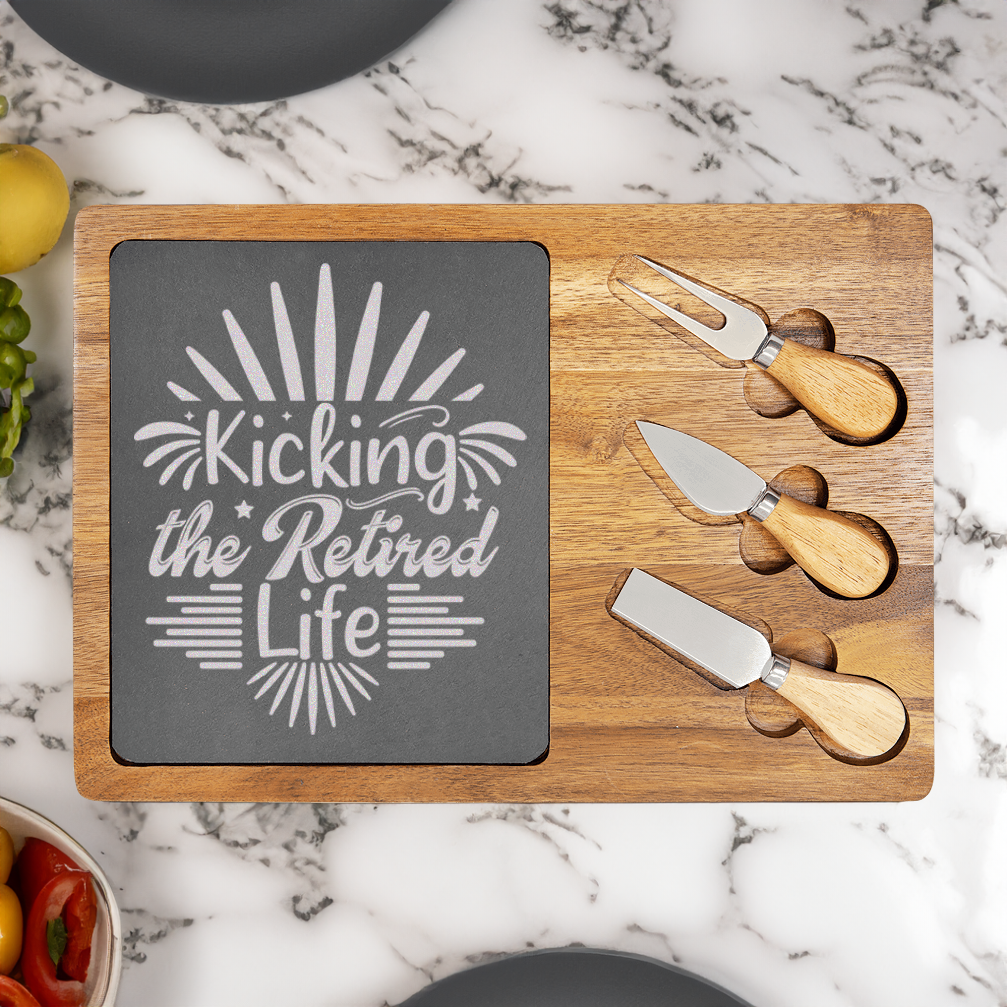 Its Time To Kick Back Wood Slate Serving Tray