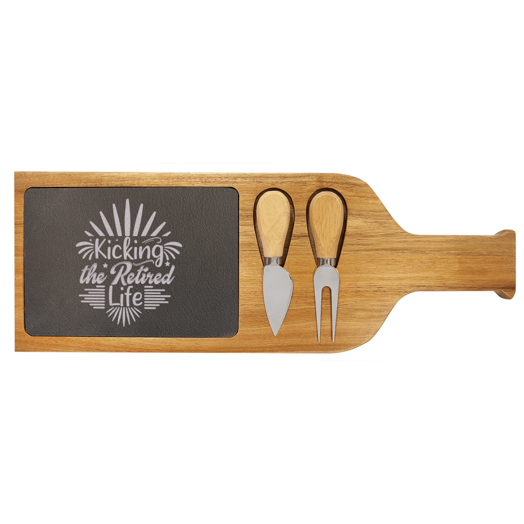 Its Time To Kick Back Wood Slate Serving Tray With Handle