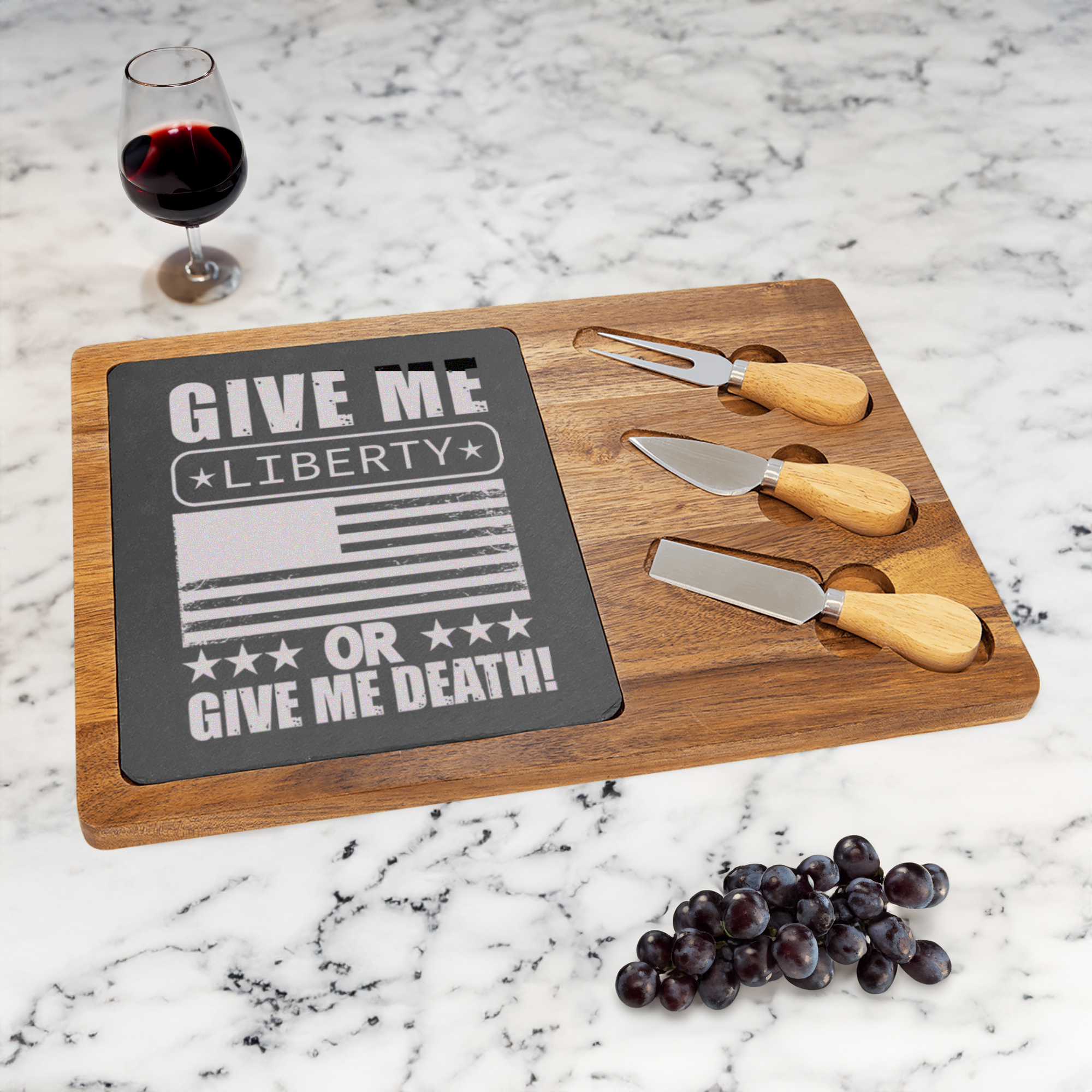 Liberty Or Death Wood Slate Serving Tray