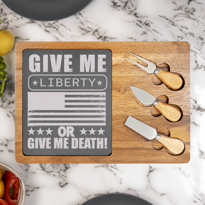 Liberty Or Death Wood Slate Serving Tray