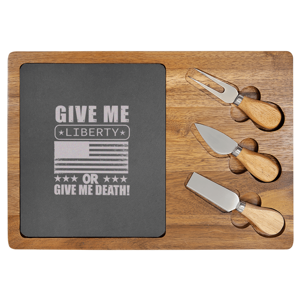 Liberty Or Death Wood Slate Serving Tray