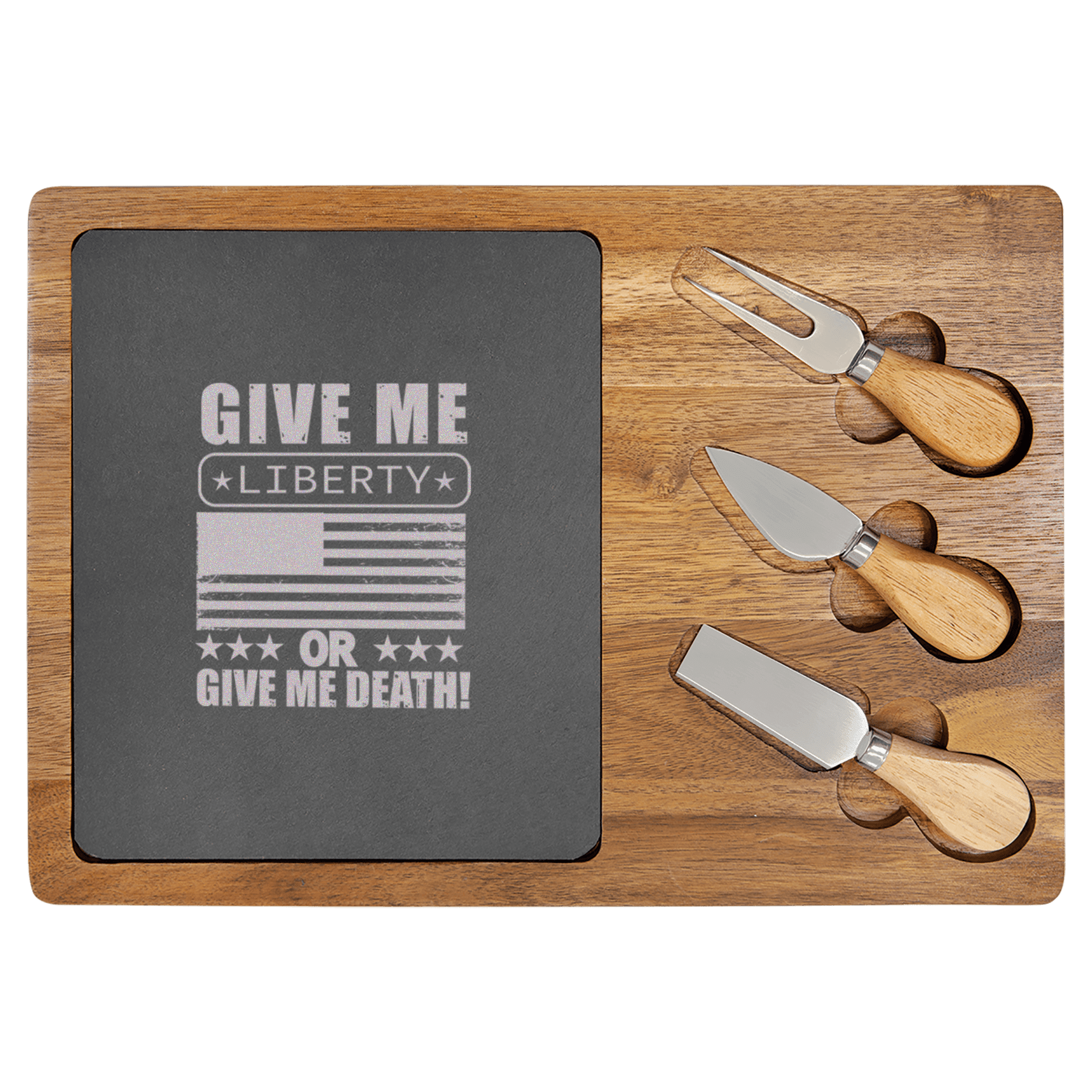 Liberty Or Death Wood Slate Serving Tray