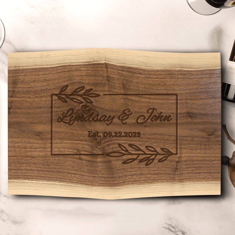 Anniversary Walnut Cutting Board With Love Entwined Design