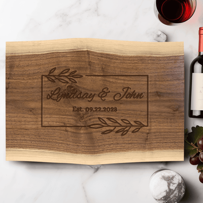 Anniversary Walnut Cutting Board With Love Entwined Design