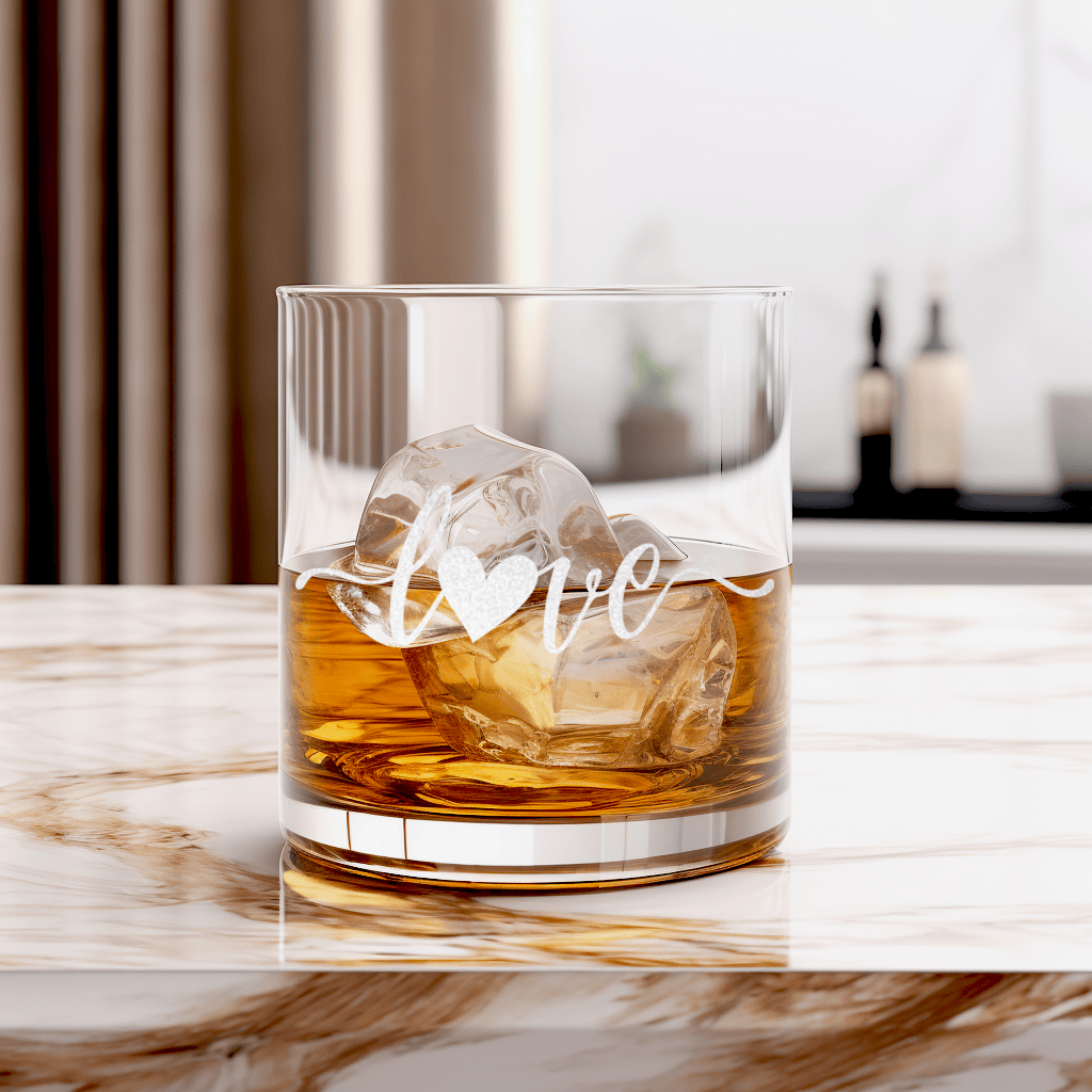 Love Script Whiskey Glass